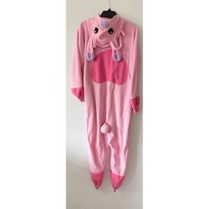 Lilo & Stitch Angel Adult M Pink Hooded Fleece Pajamas Cosplay Christmas PJ's